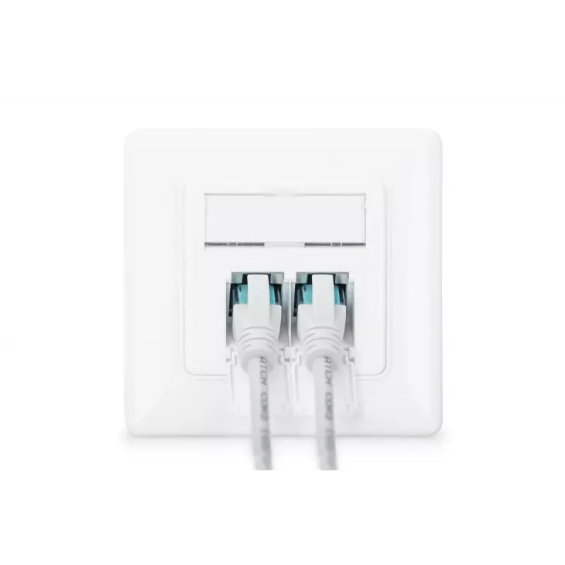 DIGITUS CAT6A Class EA tīkla ligzda, ekranēta, 2x RJ45, LSA, tīri balta, iegremdējamā montāža, 8 virzieni
