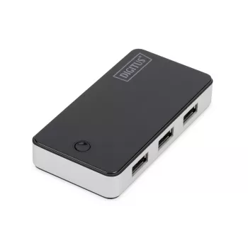 DIGITUS USB 3.0 4 portu USB centrmezgls, melns, spīdīgs