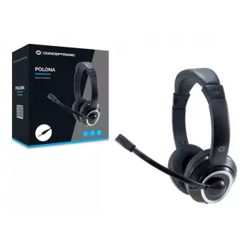 Conceptronic POLONA02B austiņas/headsets Vadu Galvas saite Spēlēm Melna