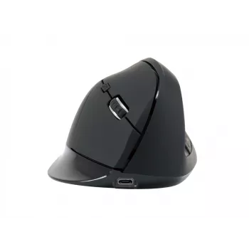 Conceptronic LORCAN ERGO 6-pogu ergonomiska Bluetooth pele, labā roka, vertikāls dizains, optiska, Bluetooth, 1600 DPI, melna