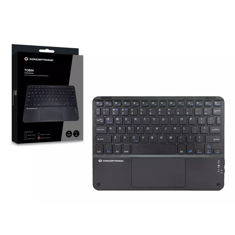Conceptronic TOBIN01BUS 10 collu Bluetooth skārienpaliktņa tastatūra, QWERTY EN (US)