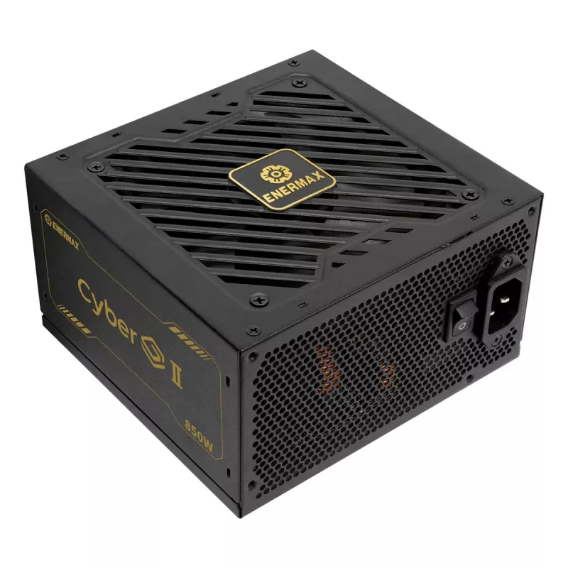 Enermax CyberG II ERV850G-AHG-NAC datora barošanas bloks, 850 W, 80 Plus Gold, nemodulārs, ATX, 12 kontaktu lieljaudas GPU savienotājs, melns