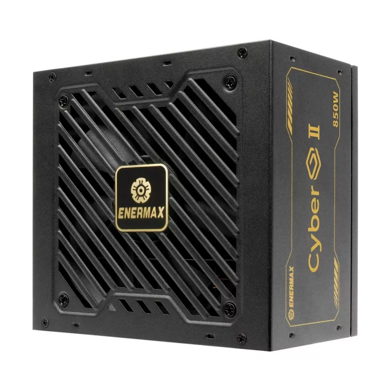 Enermax CyberG II ERV850G-AHG-NAC datora barošanas bloks, 850 W, 80 Plus Gold, nemodulārs, ATX, 12 kontaktu lieljaudas GPU savienotājs, melns