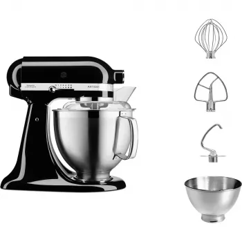 KitchenAid virtuves kombains Artisan 5KSM185PS — 4,8 L nerūsējošā tērauda bļoda, 300 W, 10 ātrumi, melns