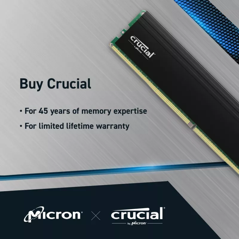 Crucial Pro 32GB DDR4-3200 CL22 UDIMM atmiņa (CP32G4DFRA32A)