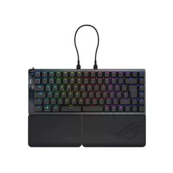 ASUS ROG Falcata spēļu tastatūra, 75% sadalīta, USB + RF bezvadu + Bluetooth, QWERTZ vācu, melna