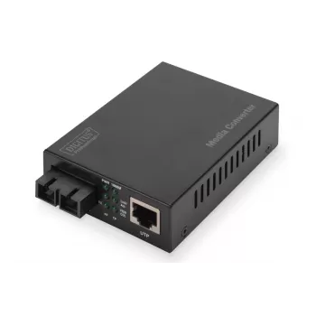 DIGITUS Media Converter, Multimode 10/100/1000Base-T uz 1000Base-SX, ar barošanas bloku, SC savienotājs, līdz 0,5 km