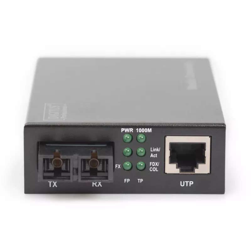 DIGITUS DN-82120-1 Gigabit datu nesēju pārveidotājs, daudzmodu, 10/100/1000Base-T uz 1000Base-SX, RJ45 / SC, 850 nm, līdz 0,5 km