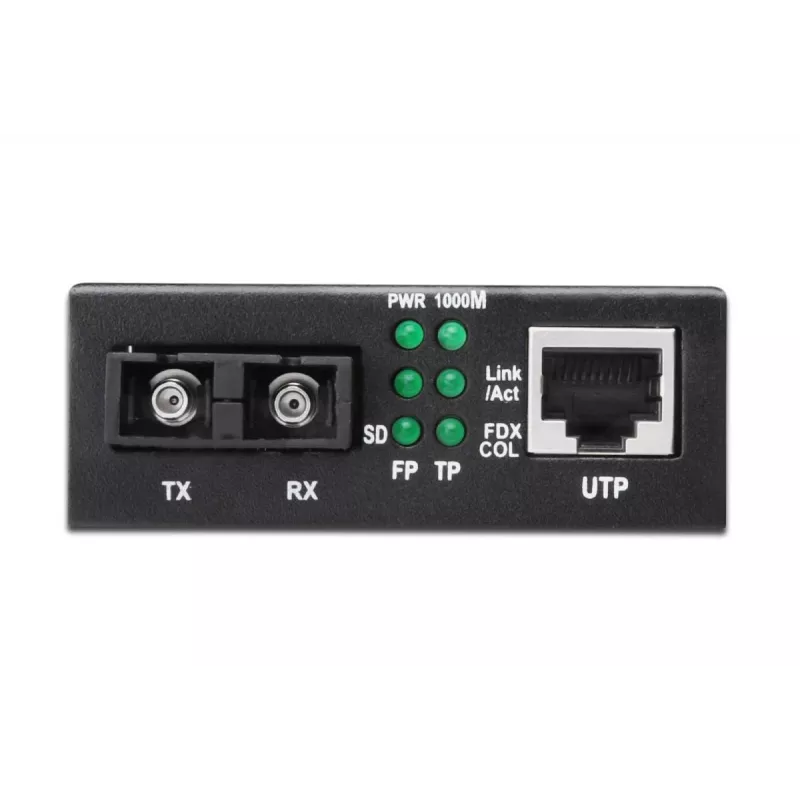 DIGITUS DN-82120-1 Gigabit datu nesēju pārveidotājs, daudzmodu, 10/100/1000Base-T uz 1000Base-SX, RJ45 / SC, 850 nm, līdz 0,5 km