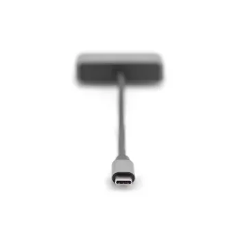 DIGITUS USB-C – mini DP + VGA adapteris, 20 cm, 4K/30Hz, sudraba, alumīnija korpuss