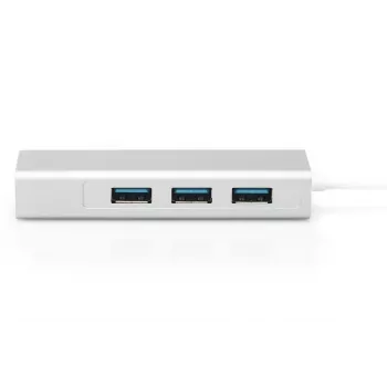 DIGITUS 3 Portu USB 3.0 C Tipa Hubs ar Gigabitu Ethernet 3x USB A/Siev., 1x USB C/Vīr., 1x RJ45 LAN