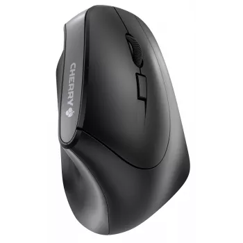 CHERRY MW 4500 Bezvadu 45 grādu pele, melna, USB, labai rokai, vertikāls dizains, optiska, RF bezvadu, 1200 DPI