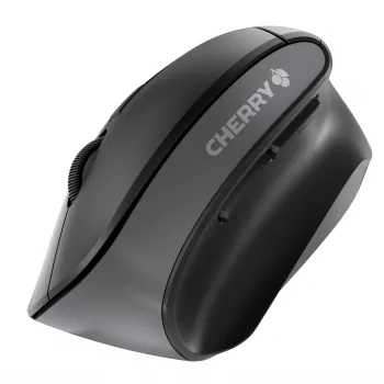 CHERRY MW 4500 Bezvadu 45 grādu pele, melna, USB, labai rokai, vertikāls dizains, optiska, RF bezvadu, 1200 DPI