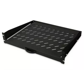 DIGITUS 2U izvelkamais plaukts korpusiem no 450 mm dziļuma 88x483x352 mm, līdz 30 kg, melns (RAL 9005)