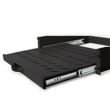 DIGITUS 2U izvelkamais plaukts korpusiem no 450 mm dziļuma 88x483x352 mm, līdz 30 kg, melns (RAL 9005)