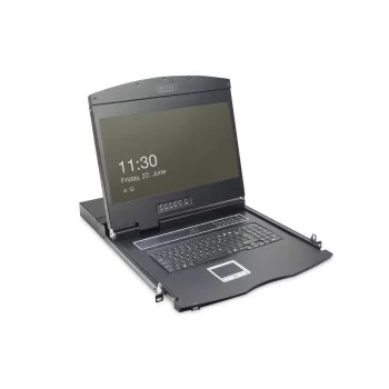DIGITUS Modularizēta 48,3 cm (19 collu) TFT konsole ar 1 porta KVM, RAL 9005 melna - Qwertzu vācu