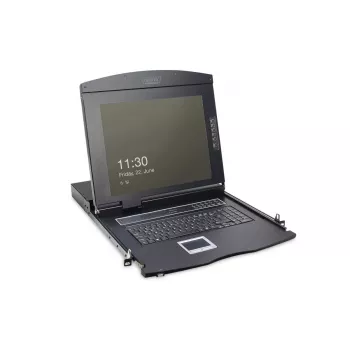 DIGITUS Modularized 43,2 cm (17 collu) TFT konsoles komplekts ar 8 portu KVM, RAL 9005 melns - Qwertzu vācu tastatūra