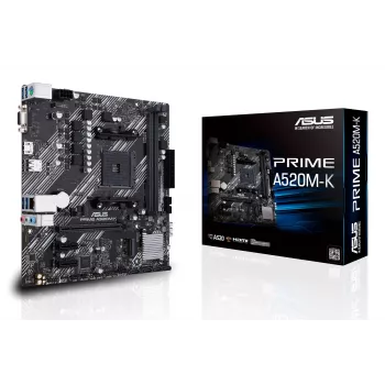 Mātesplate ASUS PRIME A520M-K, AMD A520, Socket AM4, micro ATX, 2x DDR4, 64 GB, 1x M.2, 4x SATA III, HDMI 2.1