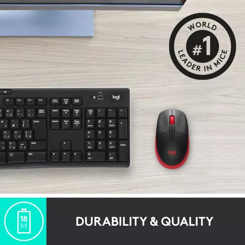 Pele Logitech M190 bezvadu USB sarkana