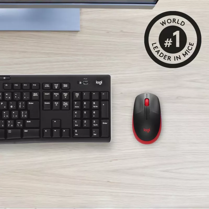 Pele Logitech M190 bezvadu USB sarkana