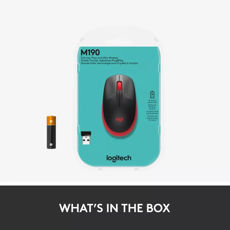 Pele Logitech M190 bezvadu USB sarkana