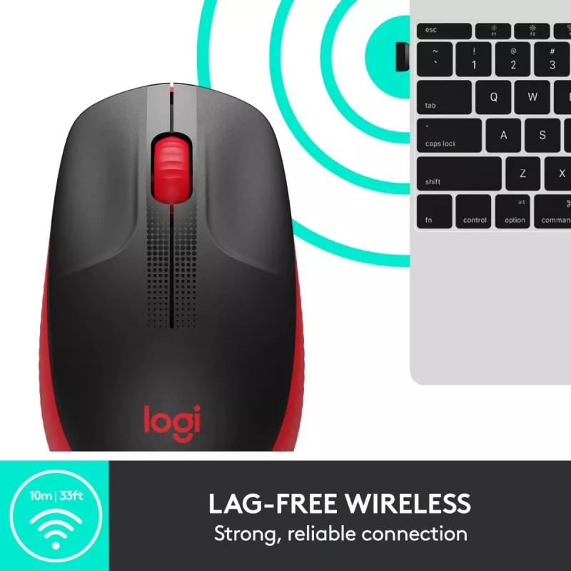 Pele Logitech M190 bezvadu USB sarkana
