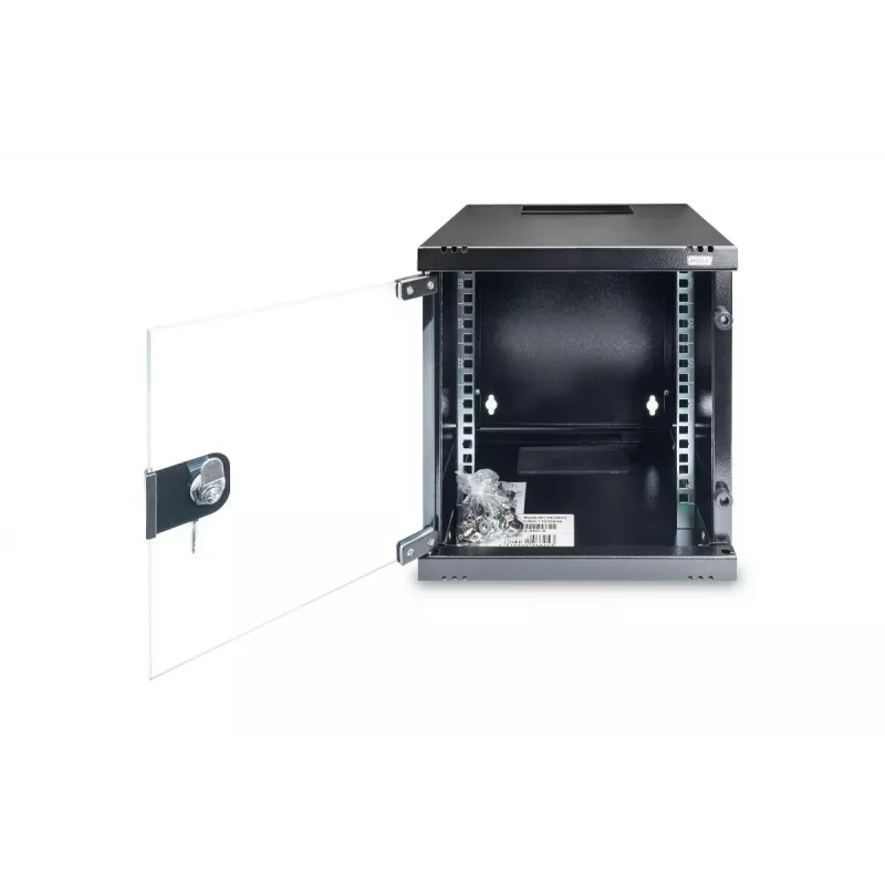 DIGITUS Sienas stiprinājuma skapis 254 mm (10 inch) 6U, 330x312x300 mm, melns (RAL 9005)
