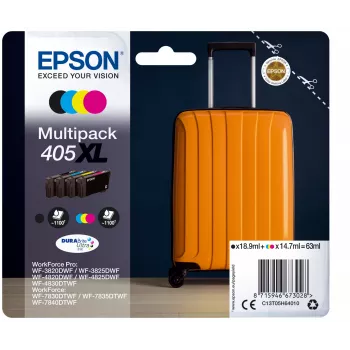 Epson 405XL DURABrite Ultra tintas kasetne 1 gab. Oriģināla Augstas (XL) ietilpības Melna, Ciāna, Fuksīna, Dzeltena