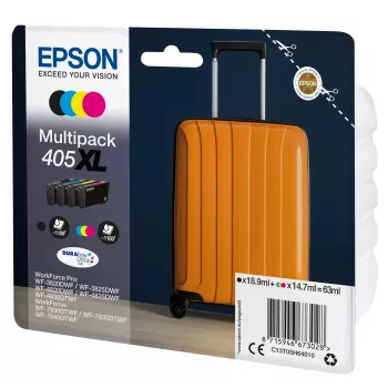 Epson 405XL DURABrite Ultra tintas kasetne 1 gab. Oriģināla Augstas (XL) ietilpības Melna, Ciāna, Fuksīna, Dzeltena