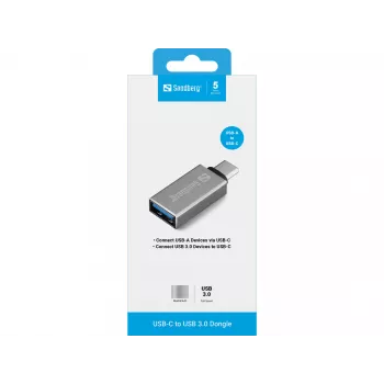 Sandberg USB-C uz USB 3.0 Pieslēgvieta, alumīnija, sudraba