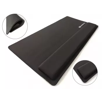 Sandberg Desk Pad Pro XXL, Melns, Vienkrāsains, Plaukstas balsts, Neslīdoša pamatne, Spēļu peles paliktnis