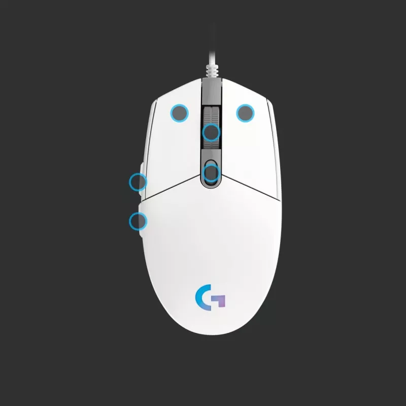 LOGITECH G203 Lightsync Gaming Mouse USB Balts