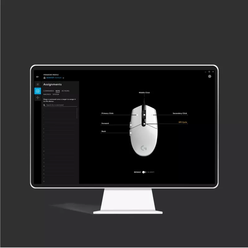 LOGITECH G203 Lightsync Gaming Mouse USB Balts