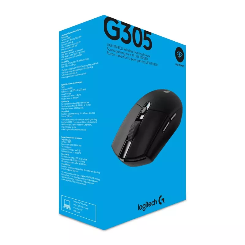 LOGITECH G305 Lightspeed bezvadu spēļu pele, melna