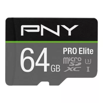 PNY Pro Elite 64GB Micro-SD karte Class 10 UHS-I U3 A1 V30 ar SD adapteri