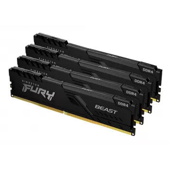 Kingston Technology FURY Beast 128GB 3200MT/s DDR4 CL16 DIMM (4 moduļu komplekts) Melns