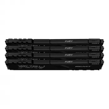 Kingston Technology FURY Beast 128GB 3200MT/s DDR4 CL16 DIMM (4 moduļu komplekts) Melns