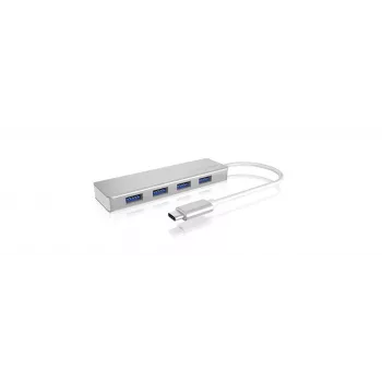 ICY BOX IB-HUB1425-C3 USB 3.2 Gen 1 Type-C 4 portu USB centrmezgls 5000 Mbit/s Sudrabs