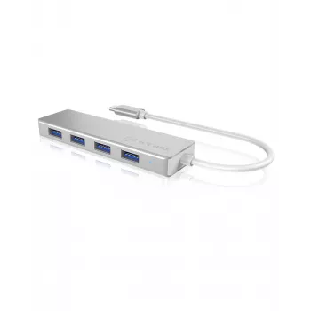 ICY BOX IB-HUB1425-C3 USB 3.2 Gen 1 Type-C 4 portu USB centrmezgls 5000 Mbit/s Sudrabs