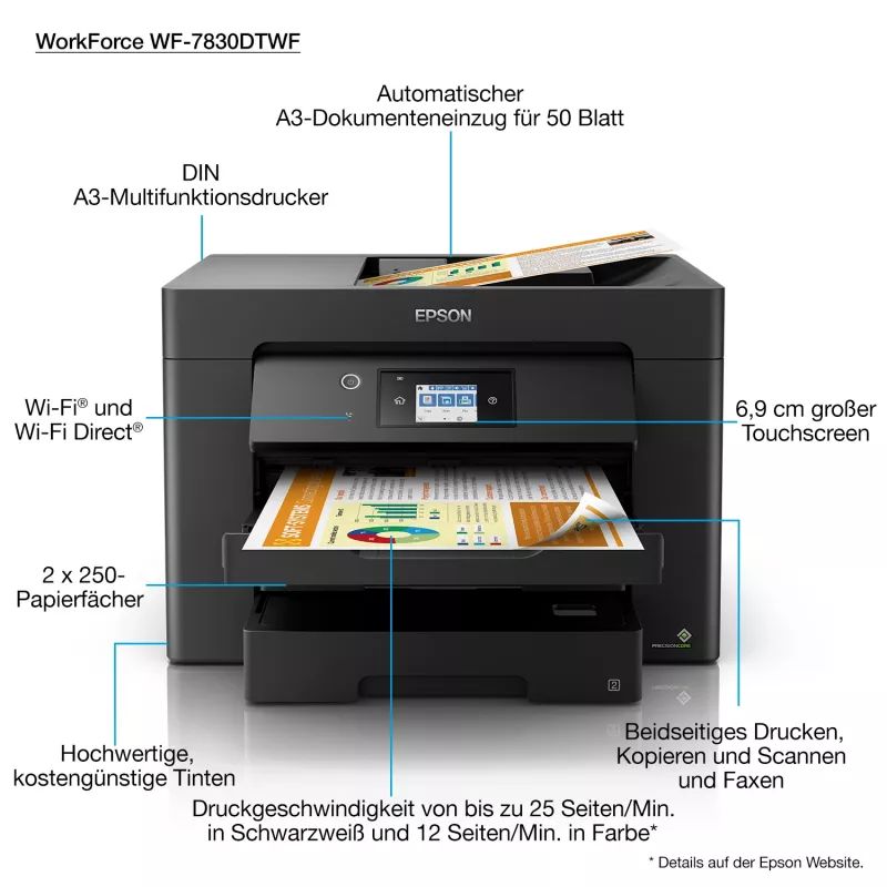 Epson WorkForce WF-7830DTWF Daudzfunkciju tintes printeris A3 4800 x 2400 DPI Wi-Fi