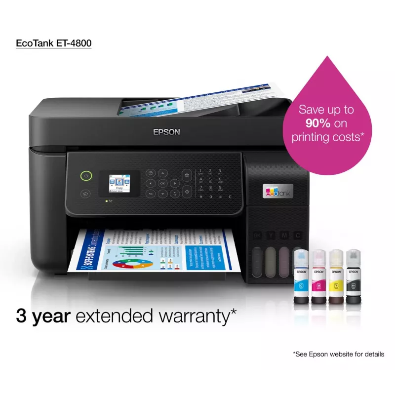 Epson EcoTank ET-4800 Daudzfunkciju Printeris, A4, 5760x1440 DPI, 33 ppm, Wi-Fi