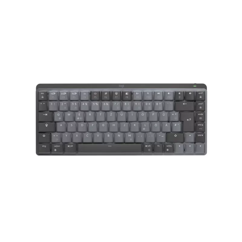 Logitech MX Mechanical Mini — minimālistiska bezvadu taustiņu tastatūra ar apgaismojumu, grafīta krāsa, Tactile Quiet, QWERTZ vācu izkārtojums