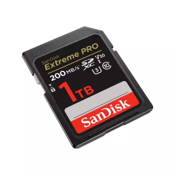 SDXC atmiņas karte SANDISK Extreme PRO 1TB UHS-I U3 V30 Class 10, līdz 200 MB/s lasīšana, 140 MB/s rakstīšana, triecienizturīga, melna