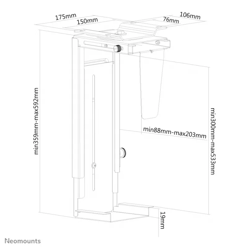 Neomounts NM-CPU100BLACK CPU turētājs - grozāms - līdz 10 kg - universāls