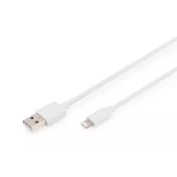 DIGITUS USB-A uz Lightning MFI C89, 2m Datu un uzlādes kabelis, balts, 5V, 2.4A