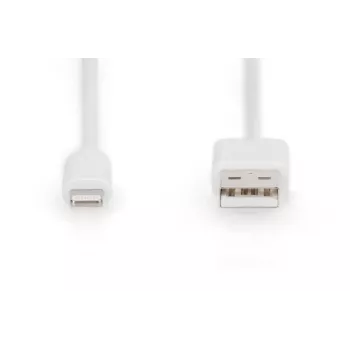 DIGITUS USB-A uz Lightning MFI C89, 2m Datu un uzlādes kabelis, balts, 5V, 2.4A