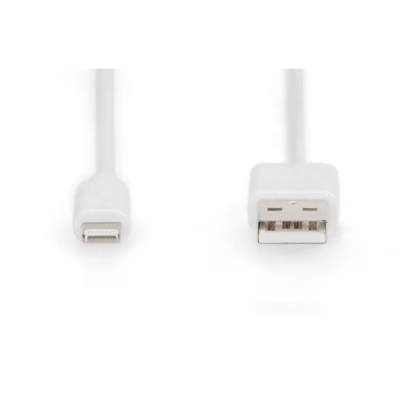 DIGITUS USB-A uz Lightning MFI C89, 2m Datu un uzlādes kabelis, balts, 5V, 2.4A
