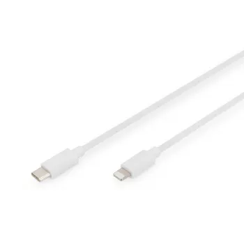 DIGITUS USB-C uz Lightning MFI C94 kabelis, 2m, alumīnija + PVC, balts, OD 3.5mm
