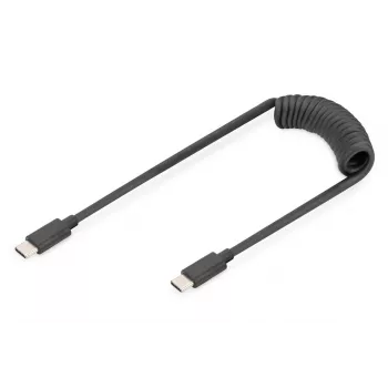 DIGITUS USB-C uz USB-C spirāles kabelis, TPU USB 2.0, PD60W Max; 1m