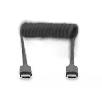 DIGITUS USB-C uz USB-C spirāles kabelis, TPU USB 2.0, PD60W Max; 1m
